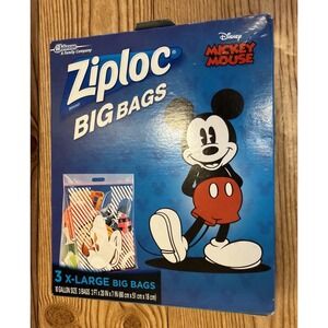 New Ziploc Mickey Mouse 3 XL Big Bags Disney 10 Gallon X-Large Handle Stand Fill